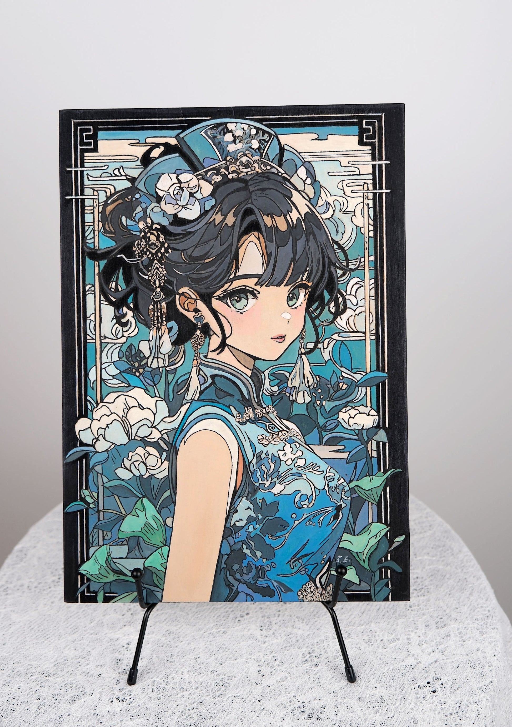 Japans meisje met blauwe tinten