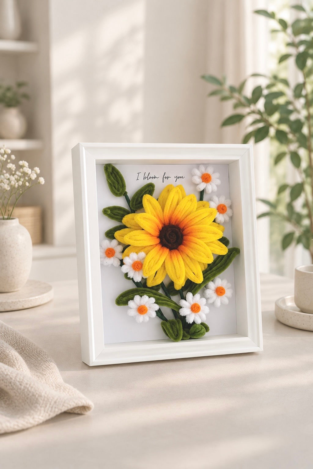 Flower frame with sunflower and daisies (Pre-order)