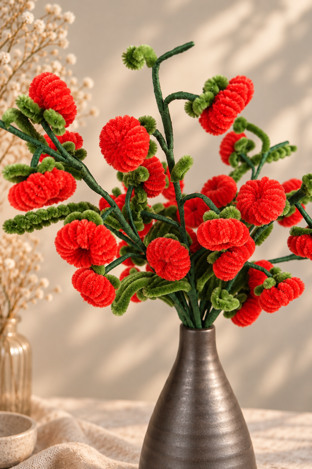 Fleurs rouges dans un vase