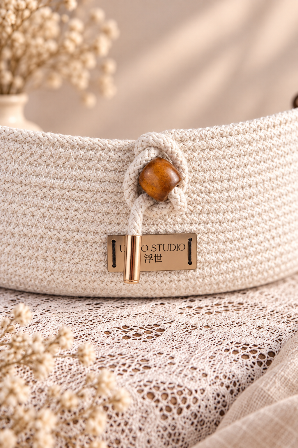 Oval white storage basket