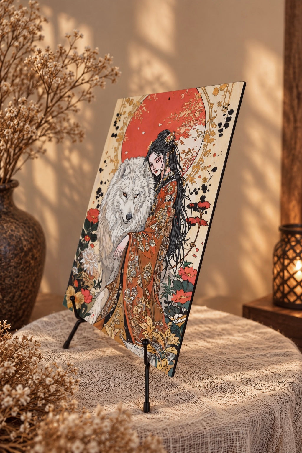 Femme orientale avec un loup