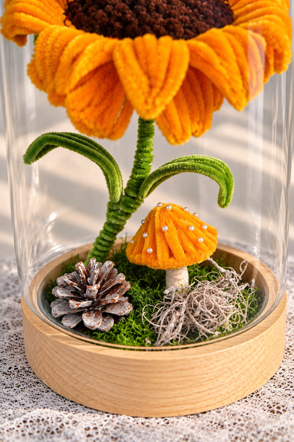 Sunflower in a bell jar