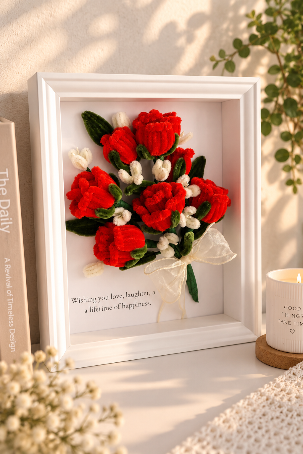 Cadre floral avec bouquet de roses (Précommande)