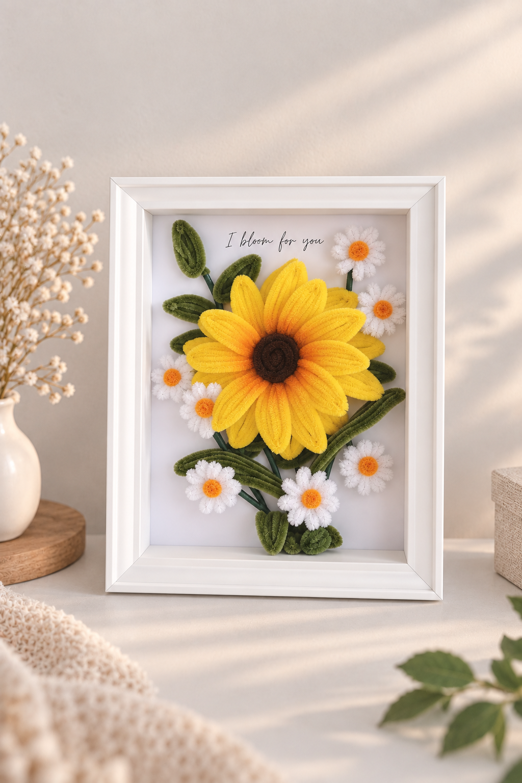 Flower frame with sunflower and daisies (Pre-order)