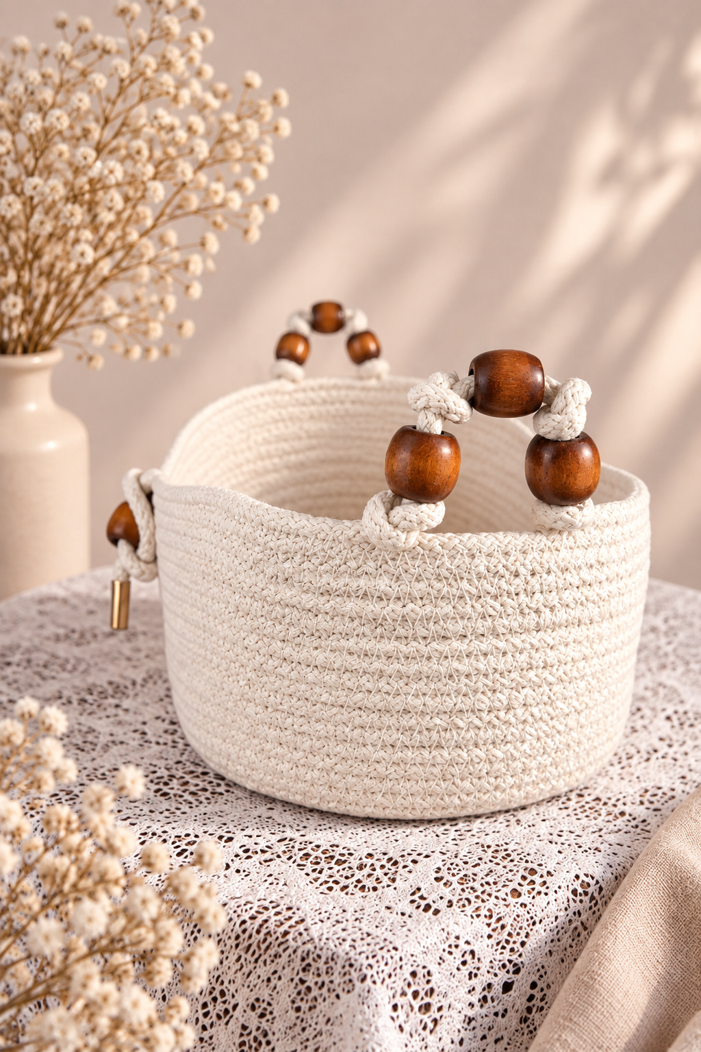 Oval white storage basket