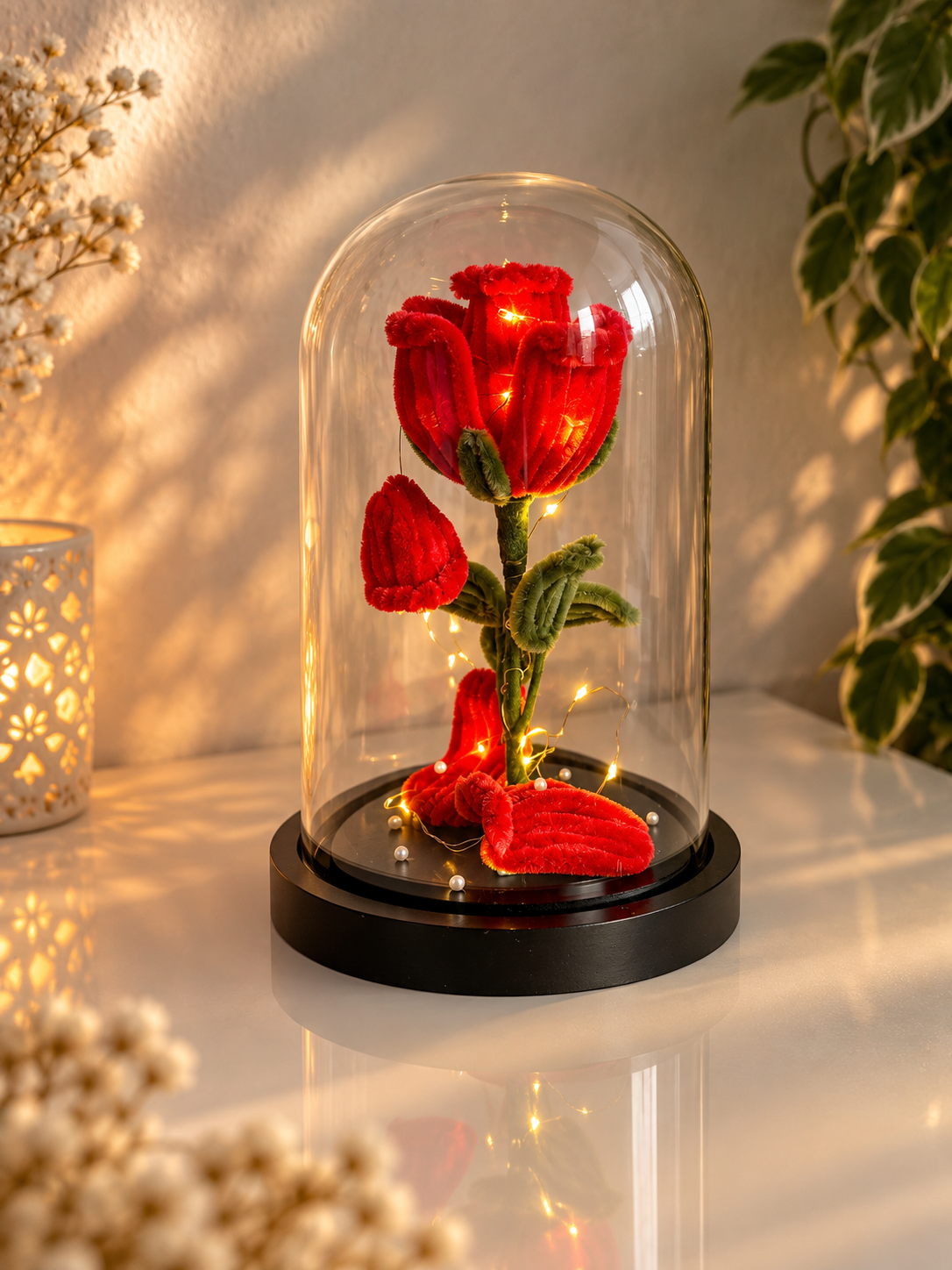 Stolp met roos (met verlichting)