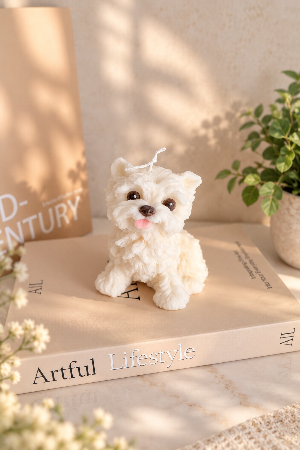 Bougie « Chien terrier blanc »