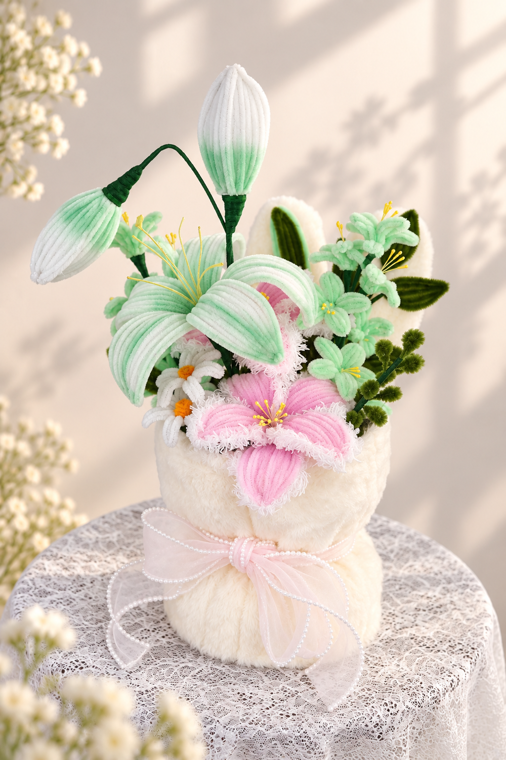 Flower arrangement with bunny ears