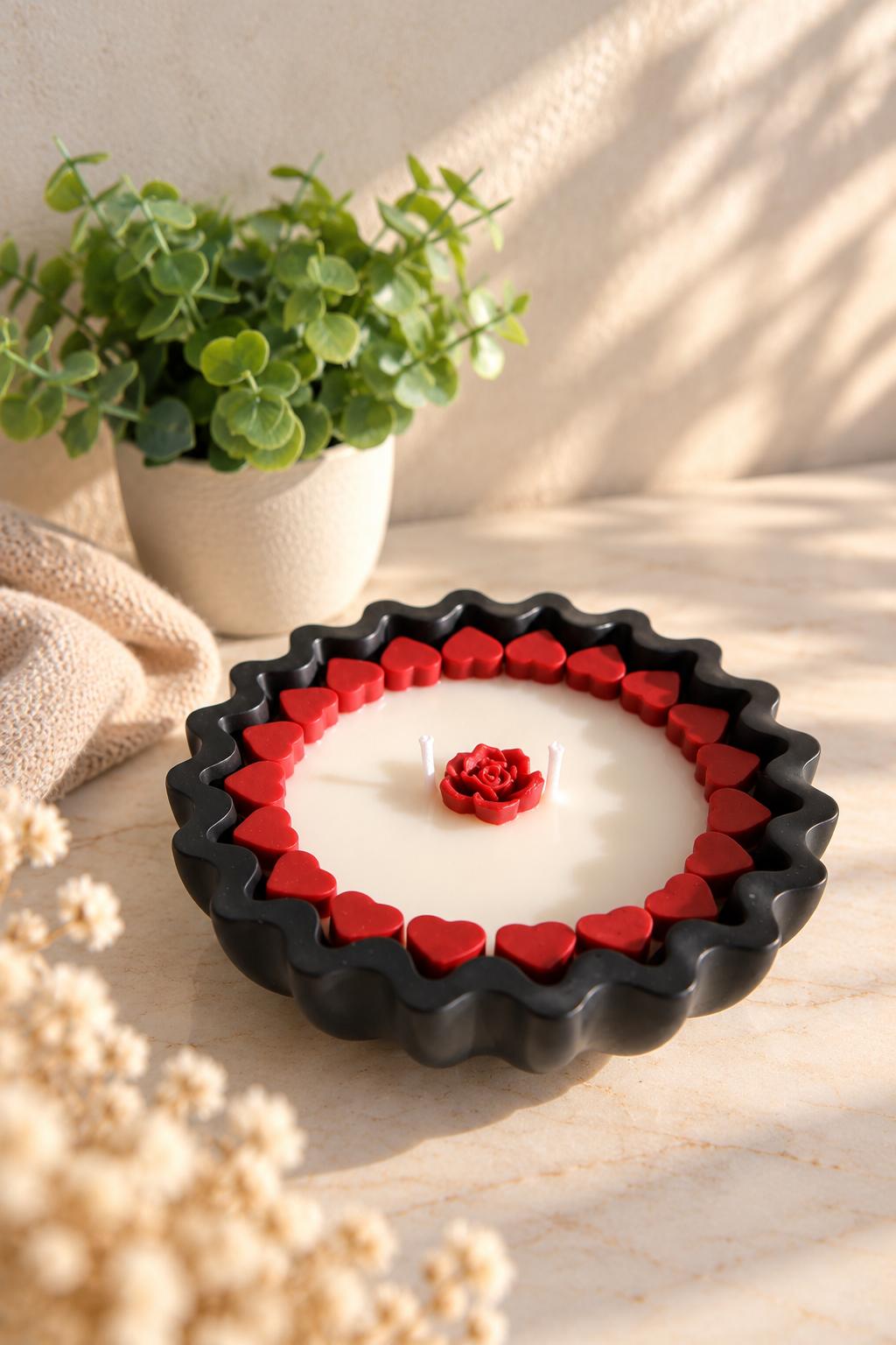 Candle 'Black Ribble Heart'