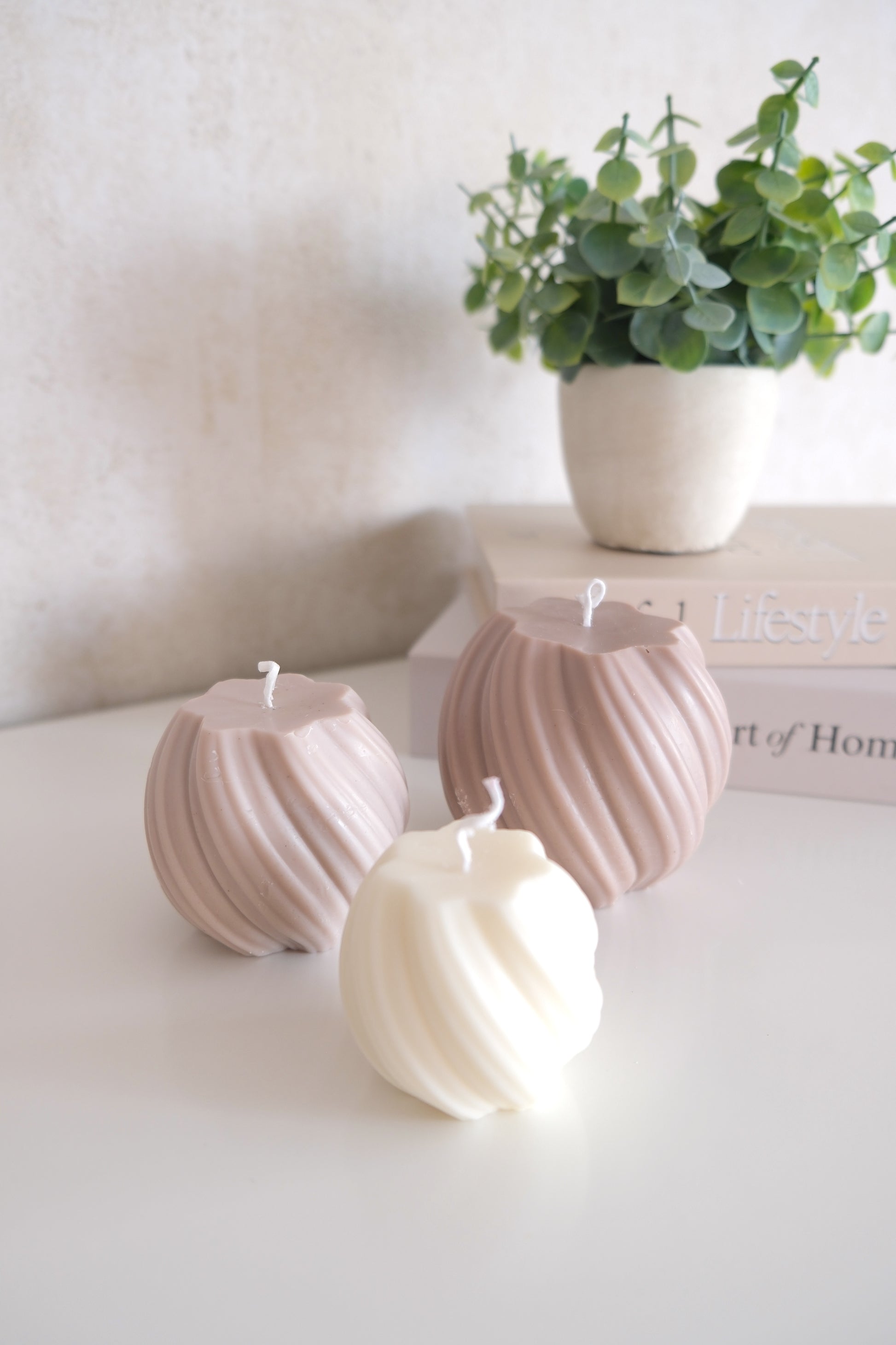Candle 'Neutral Swirl Set'