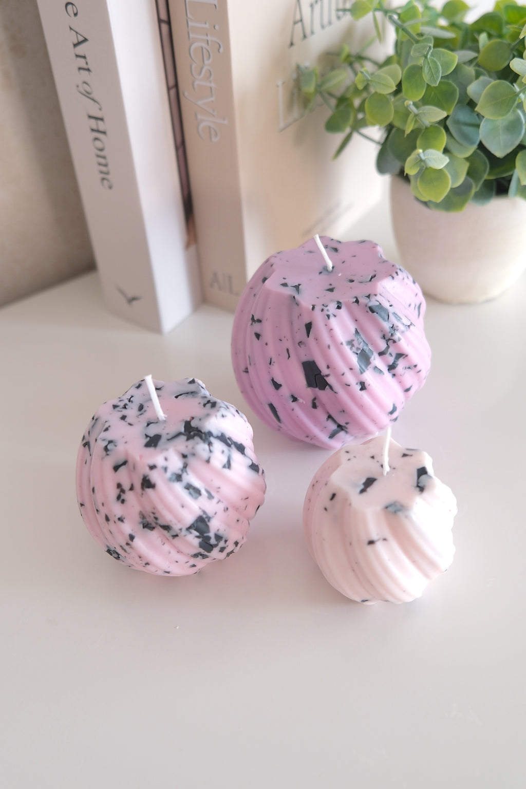Kaars 'Pink Swirl set'