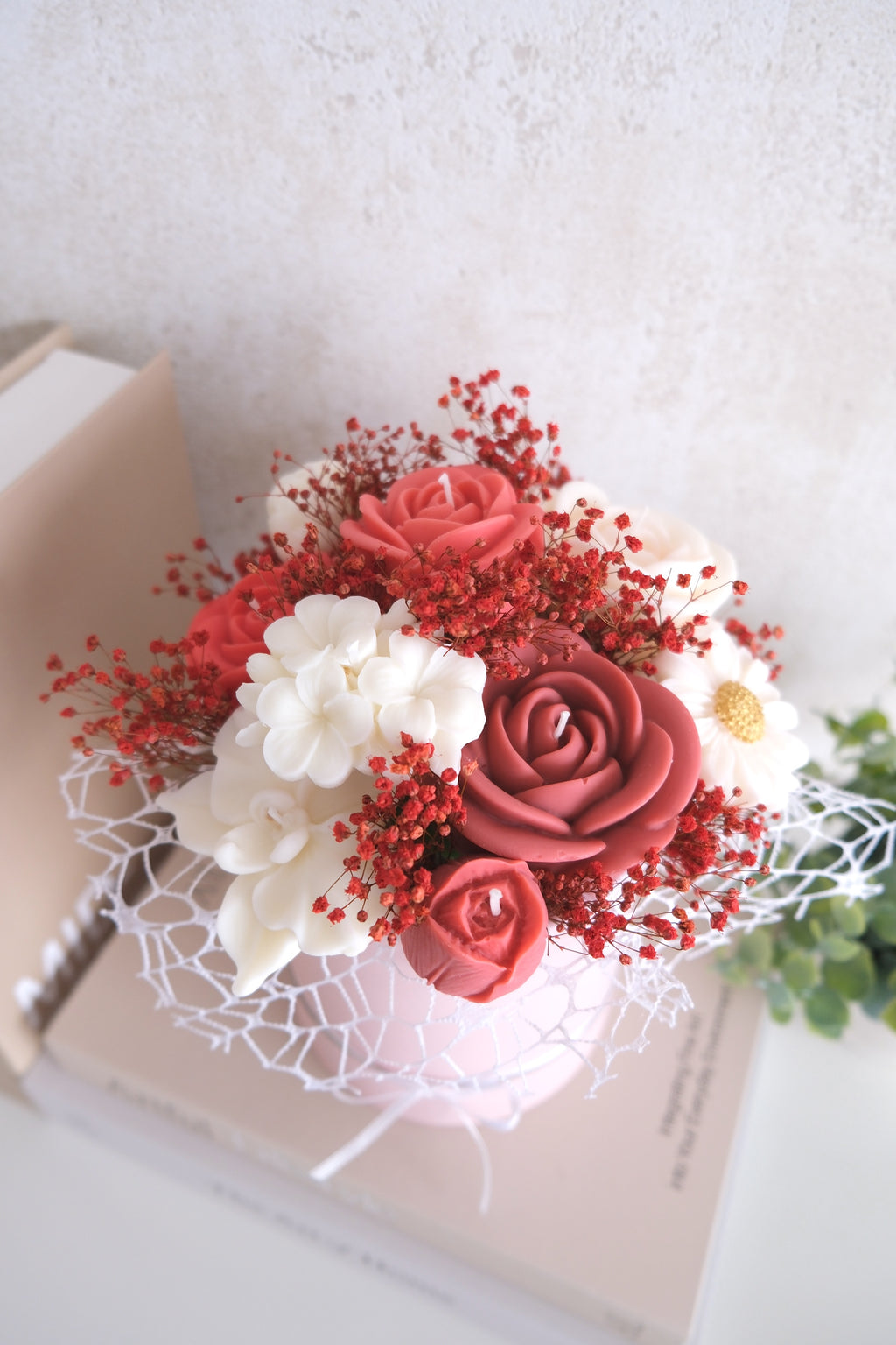 Candle bouquet 'Pink Garden'