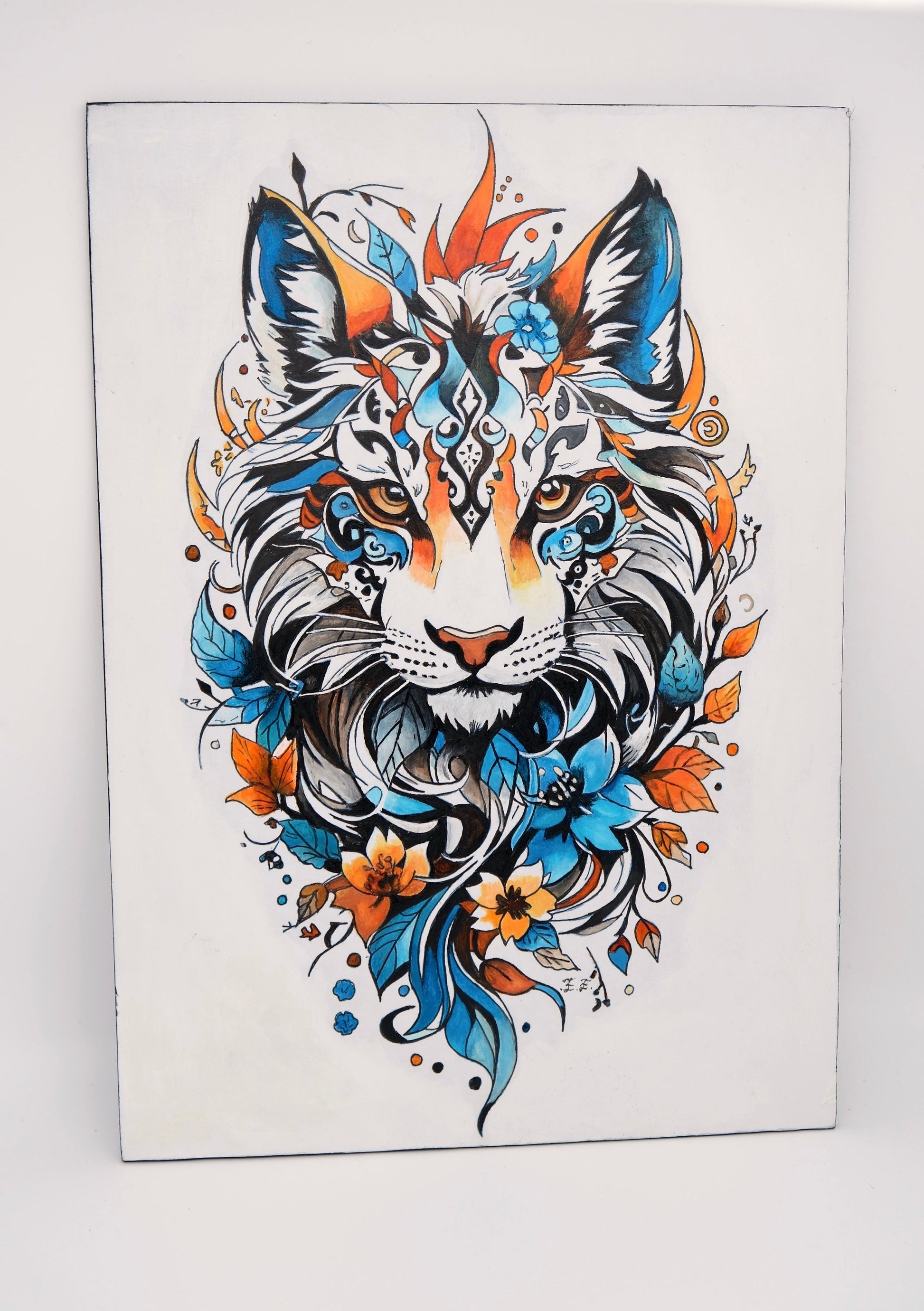 Tijger met bloemen