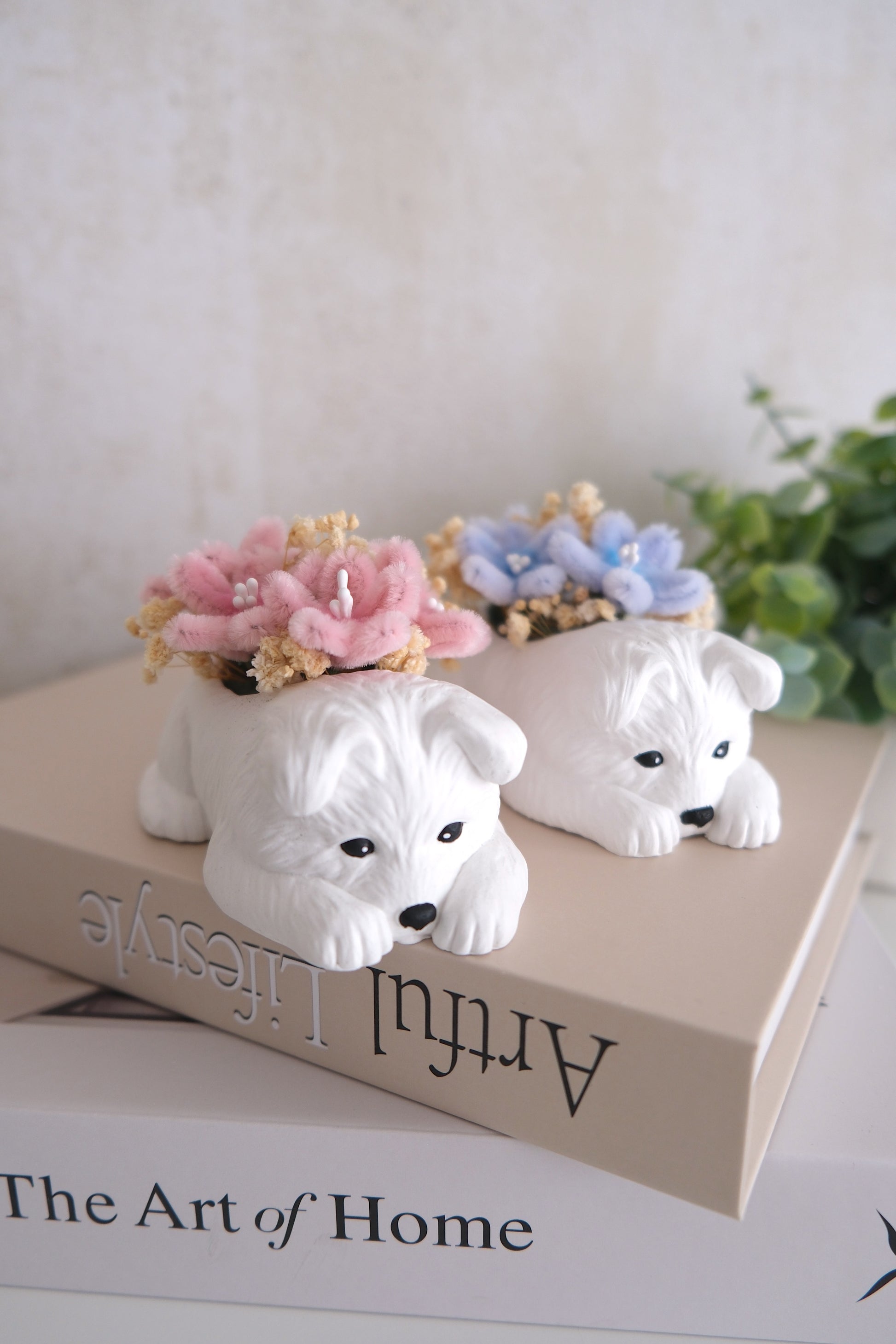 Hondjes met bloemen