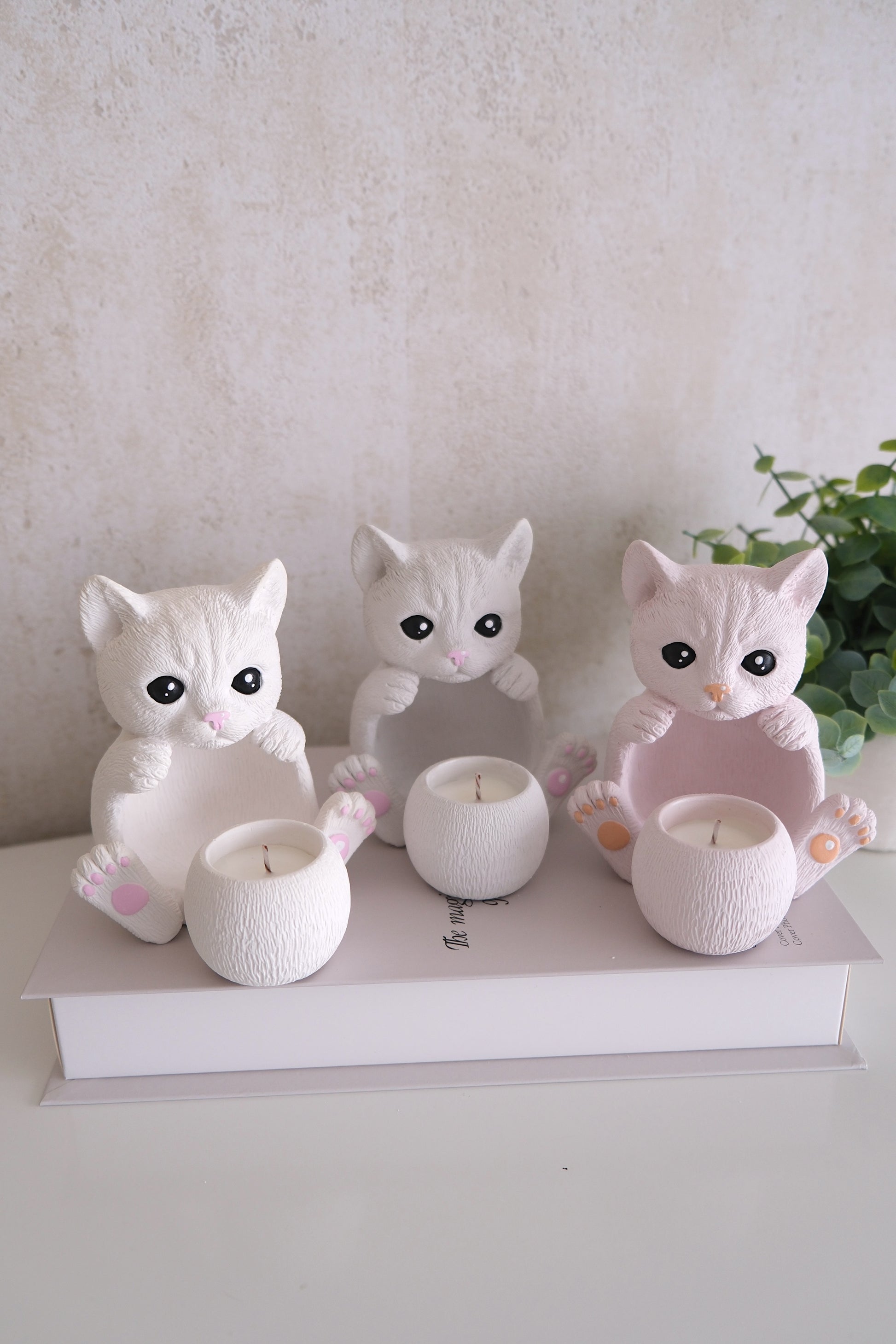 Katten beeldje + kaars