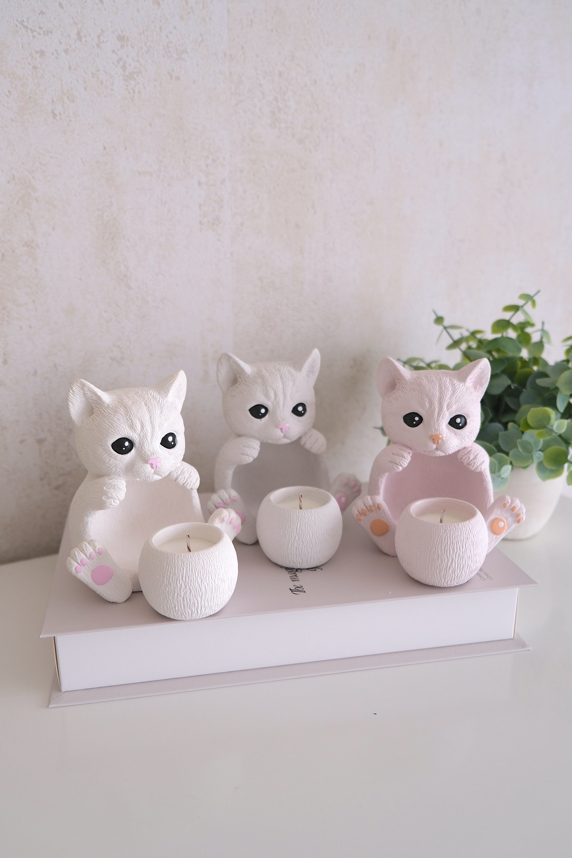 Katten beeldje + kaars