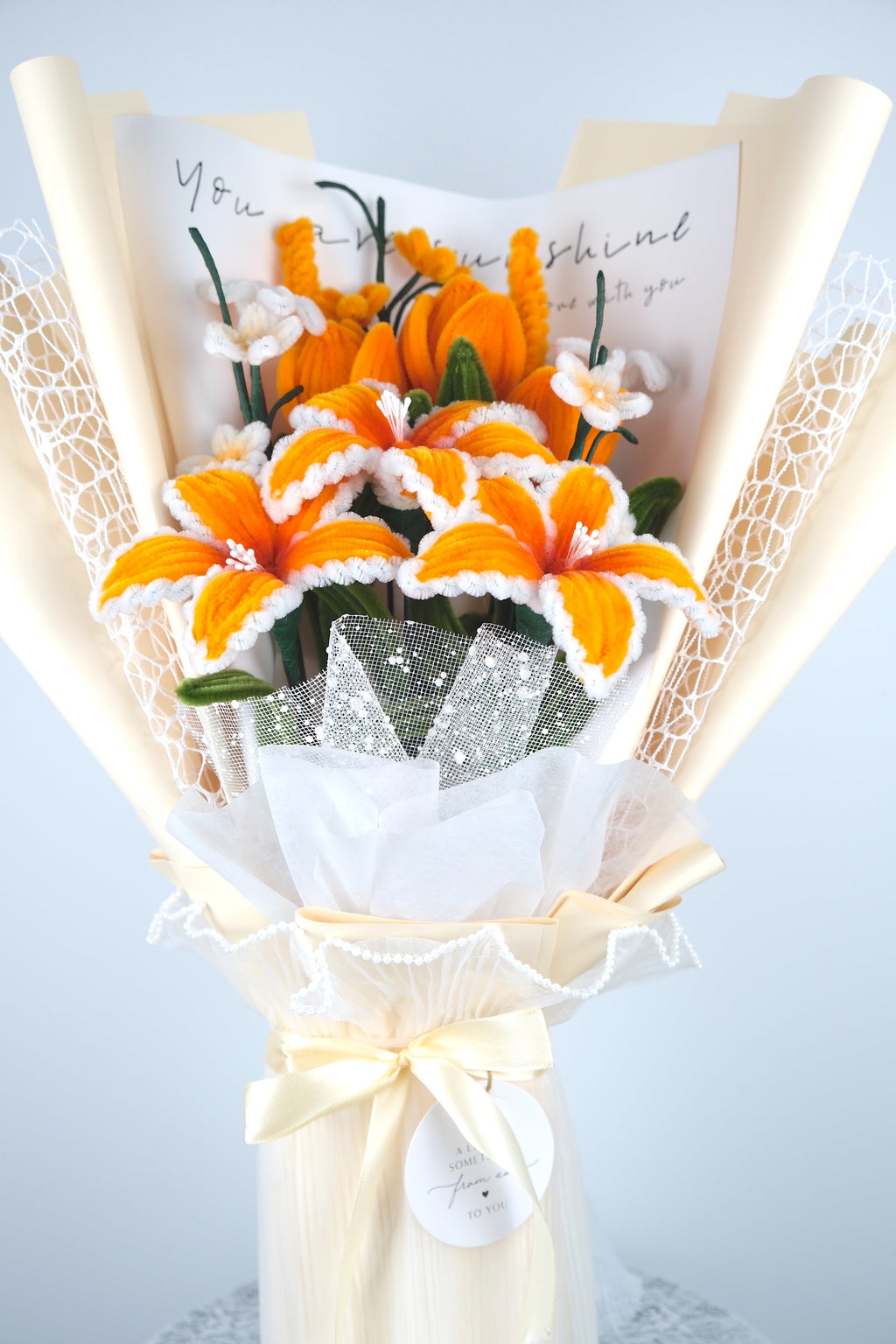 Oranje tulpen en lelie bloemen boeket (Pre-order)