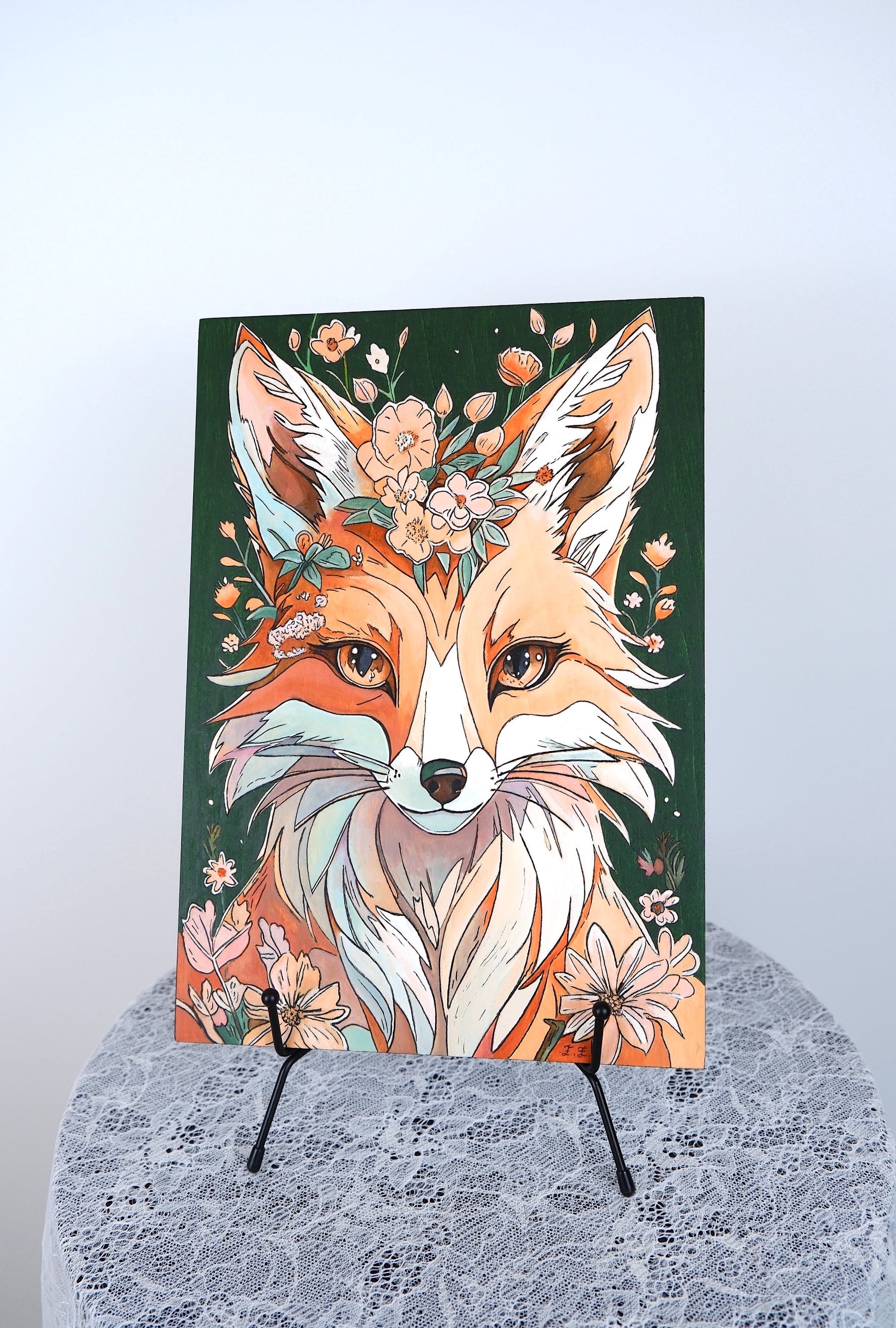 Vos met bloemen