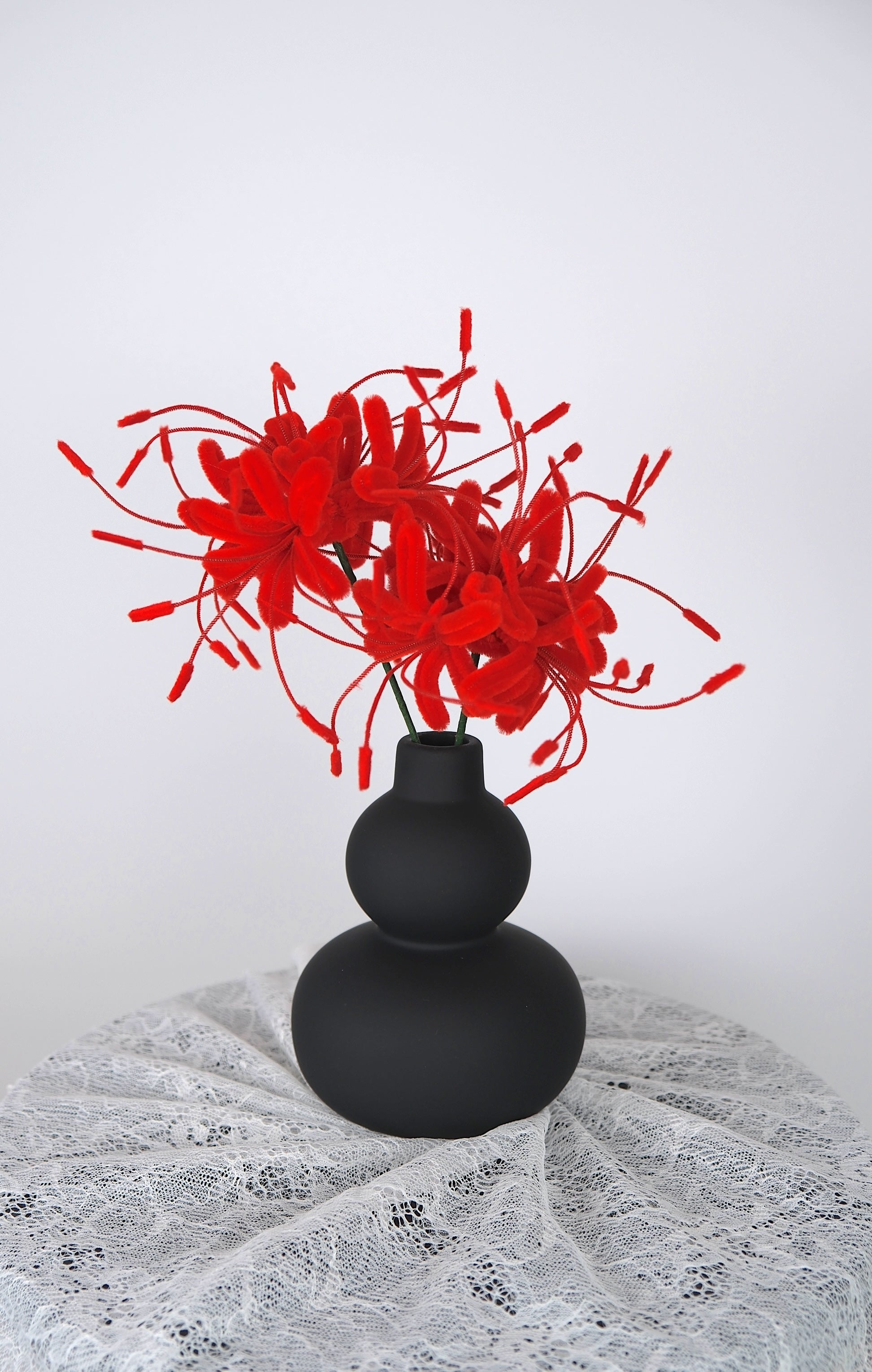 Spider lily bloemen met vaas
