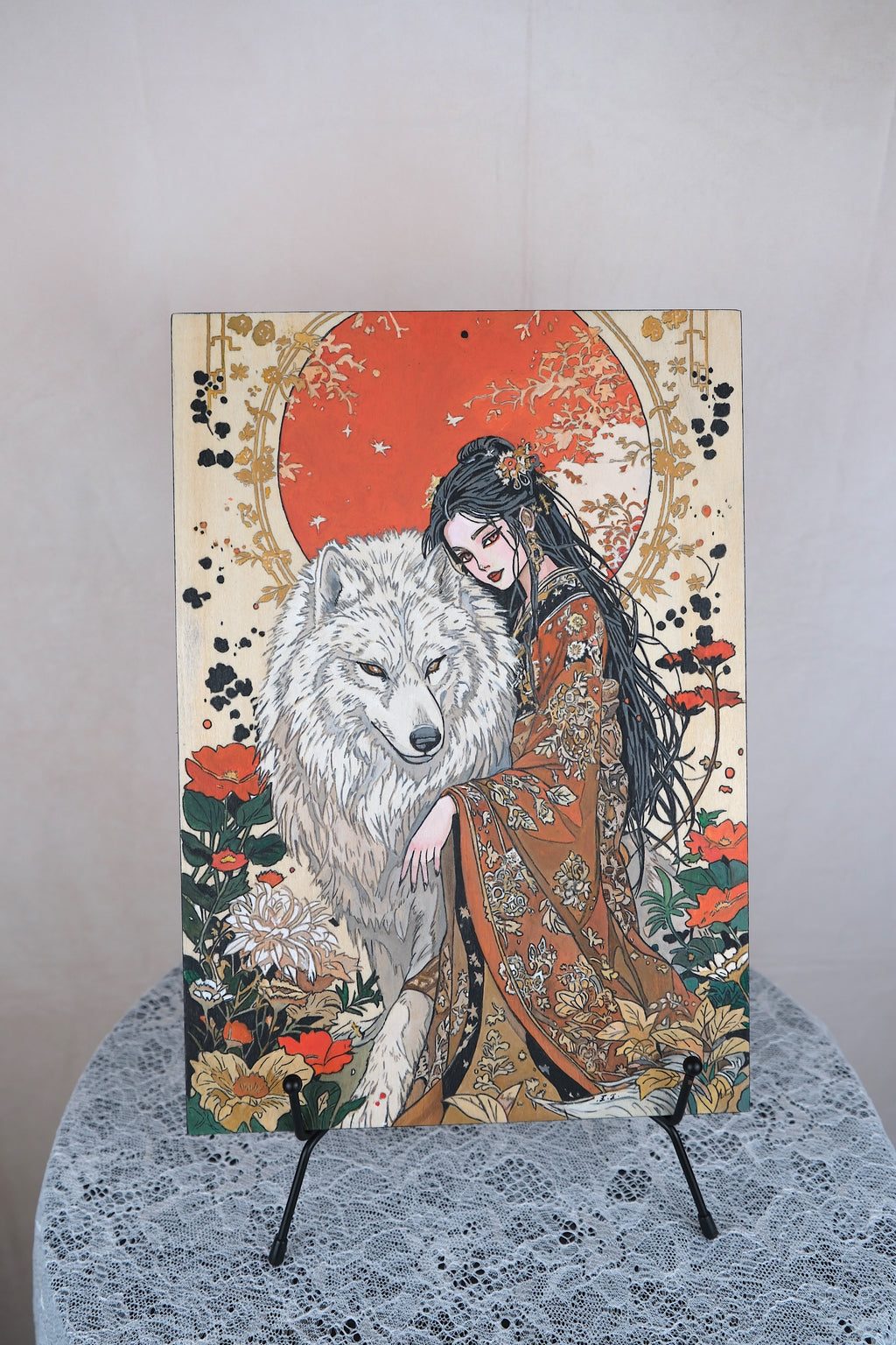 Oosterse vrouw met wolf