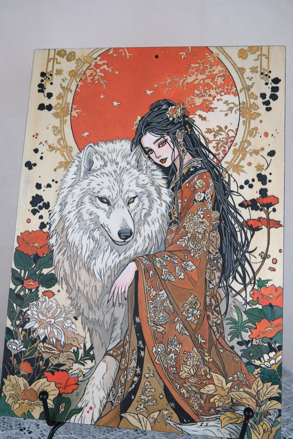 Oosterse vrouw met wolf