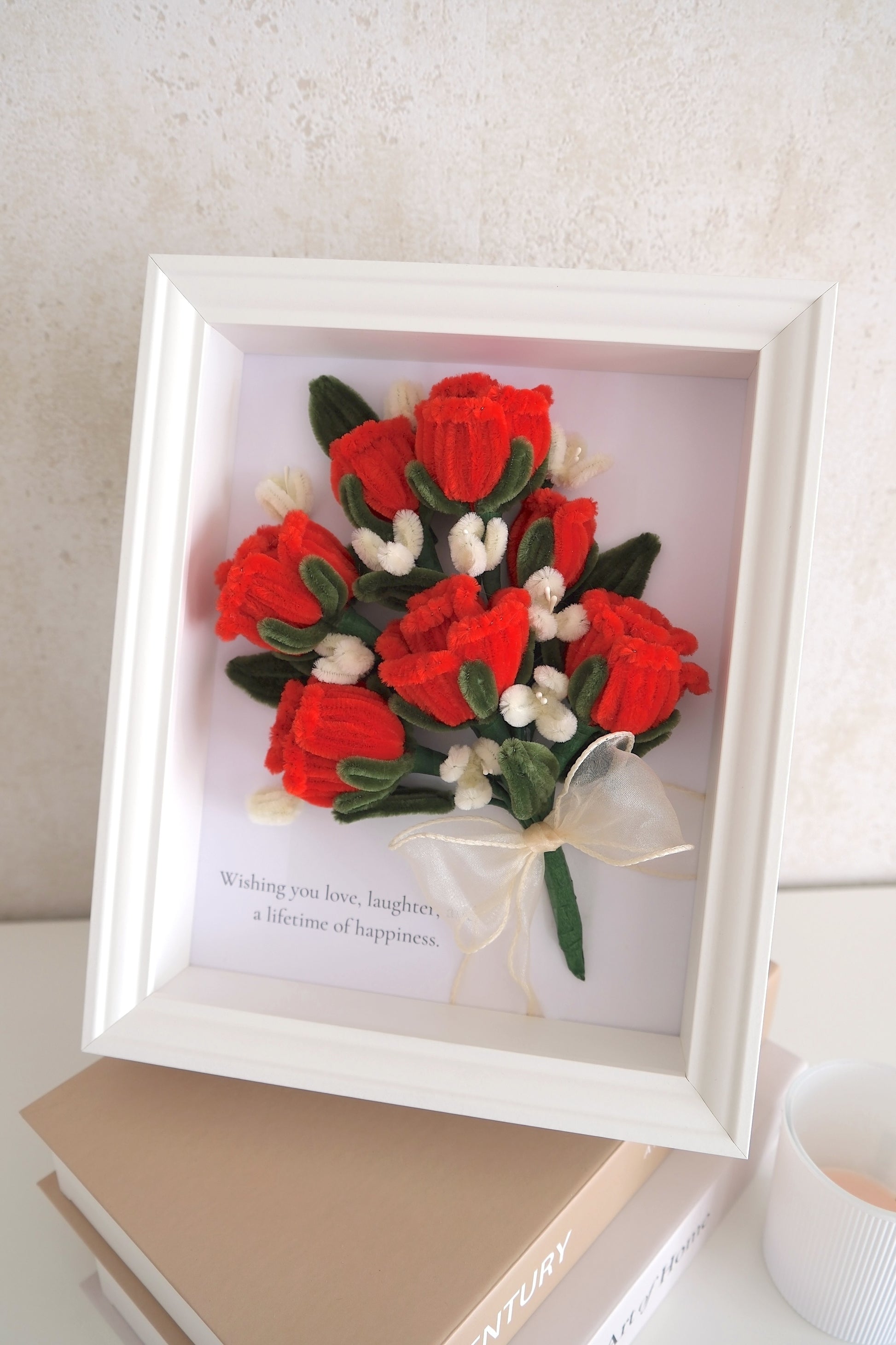 Cadre floral avec bouquet de roses