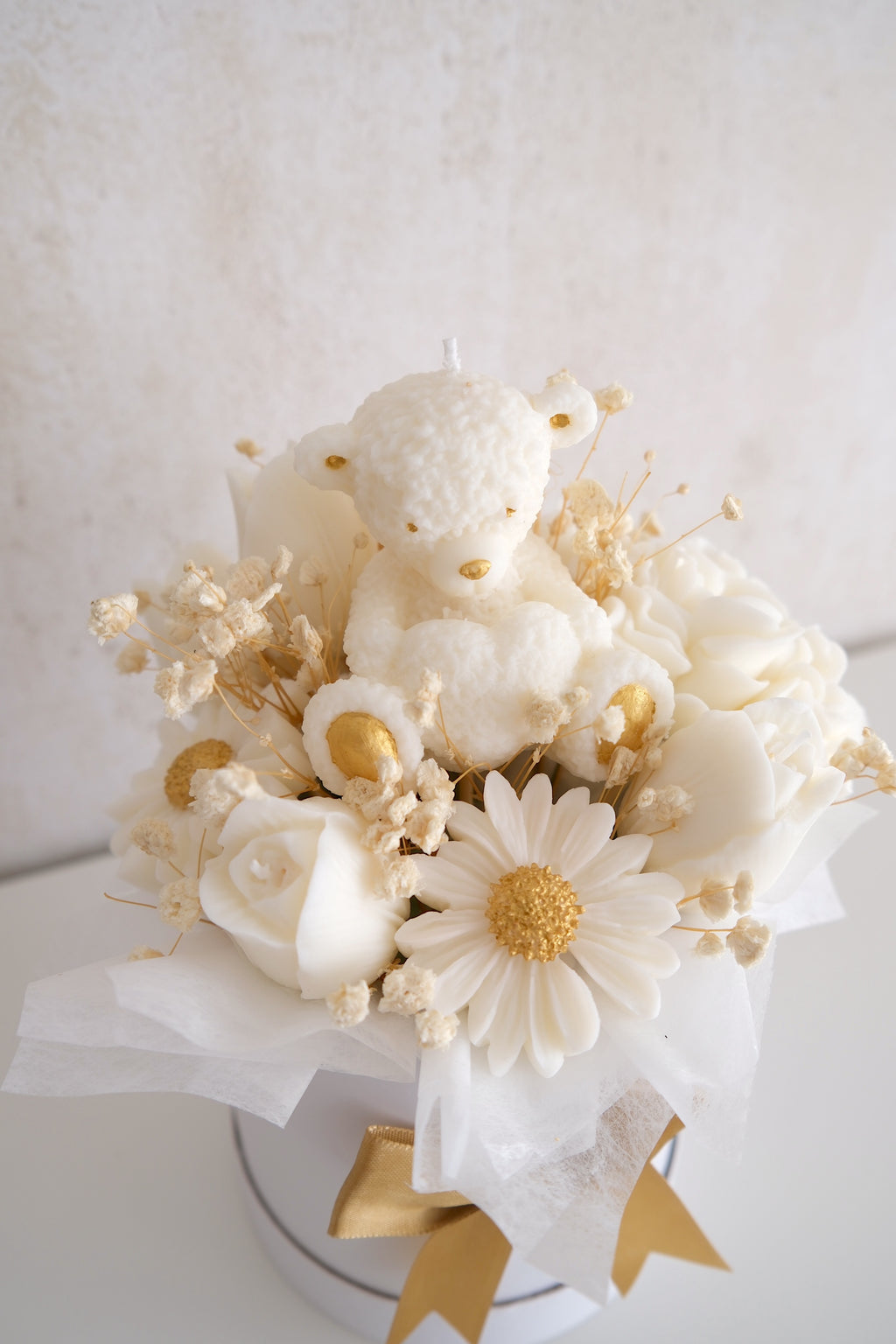 Kaarsenboeket 'White & Gold' (Pre-order)