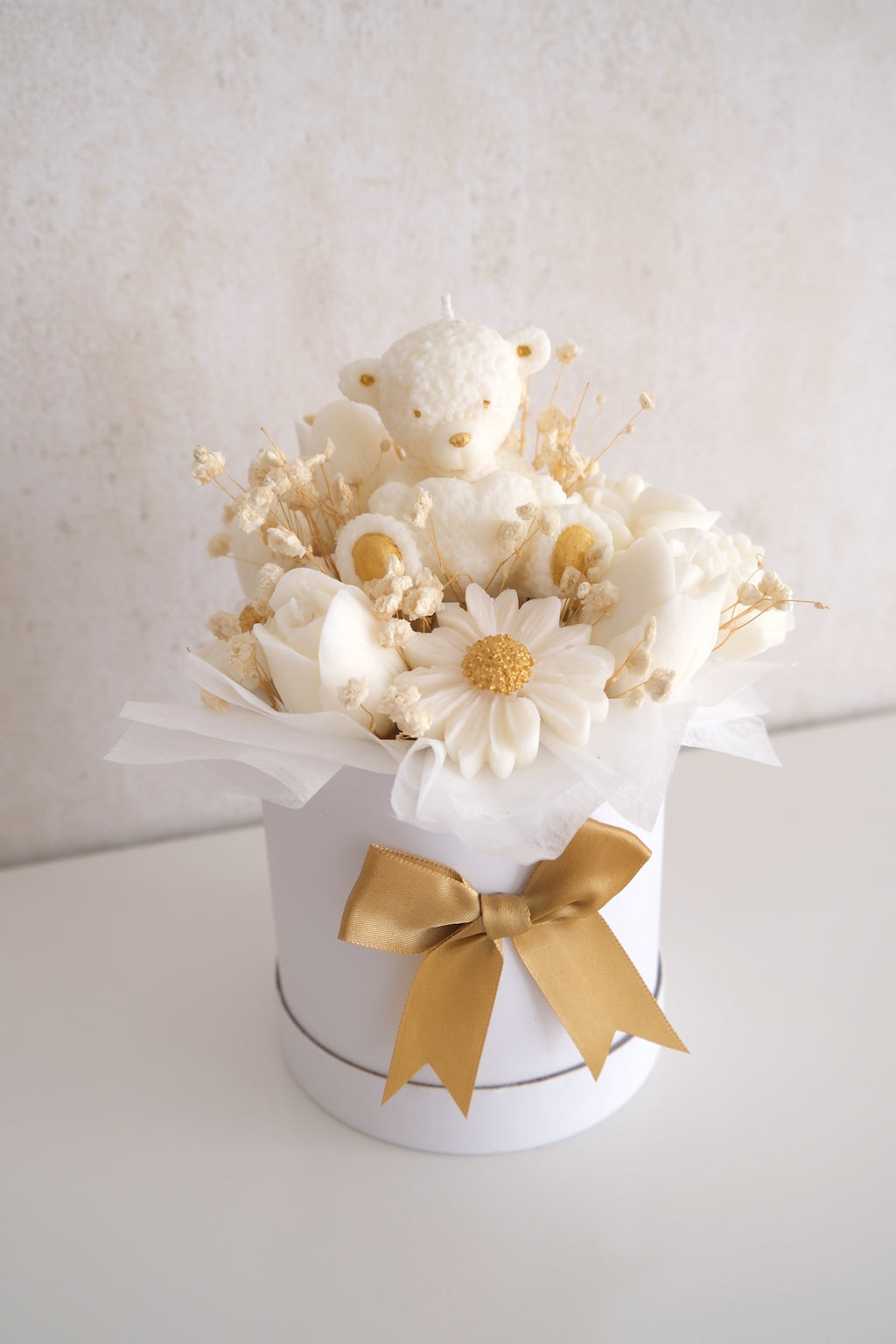 Kaarsenboeket 'White & Gold' (Pre-order)