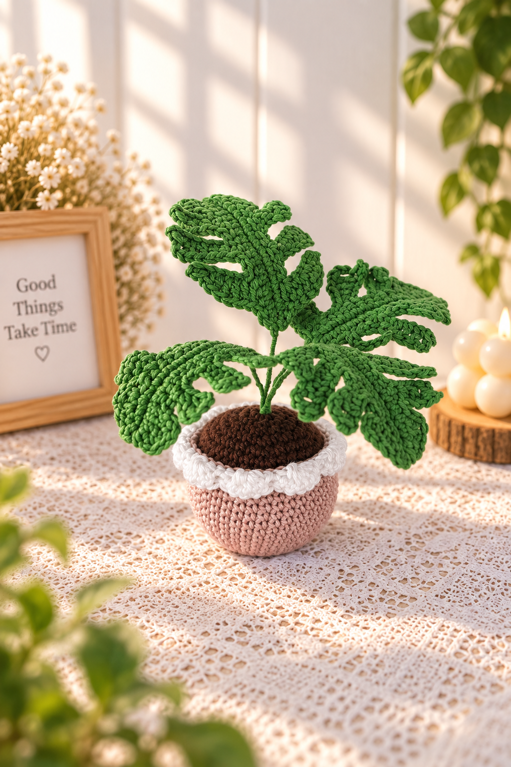 crocheted flower pots