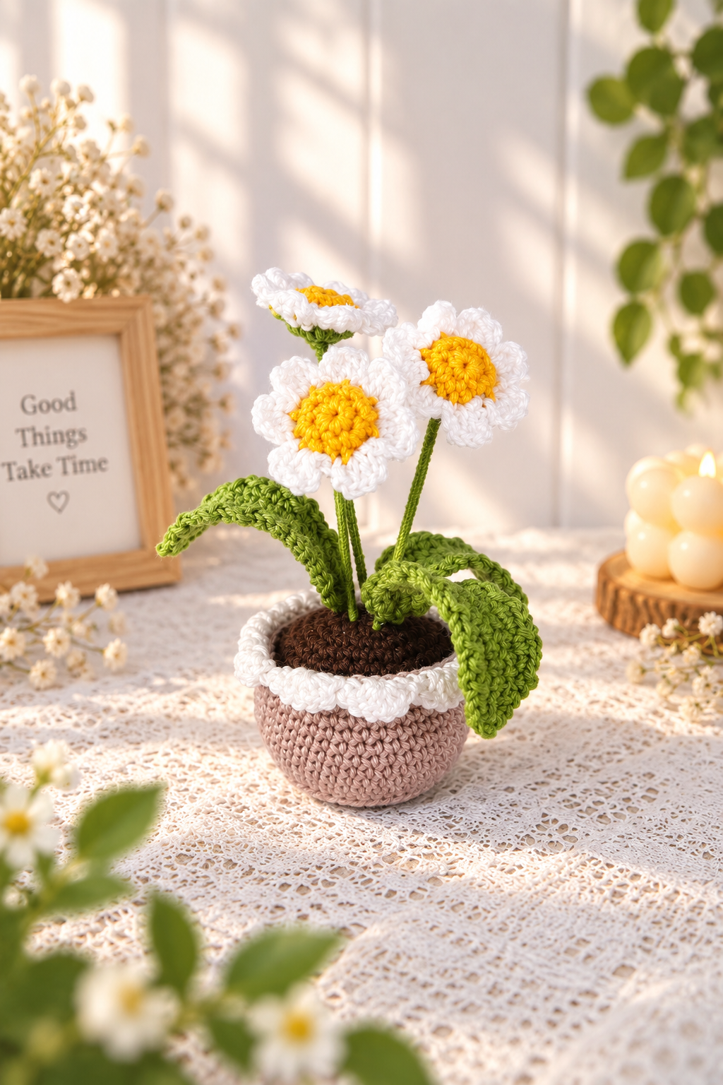 crocheted flower pots