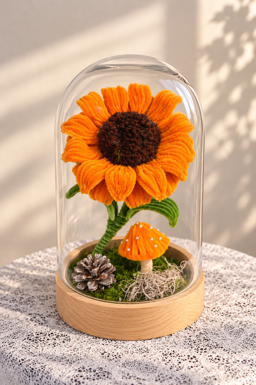 Sunflower in a bell jar