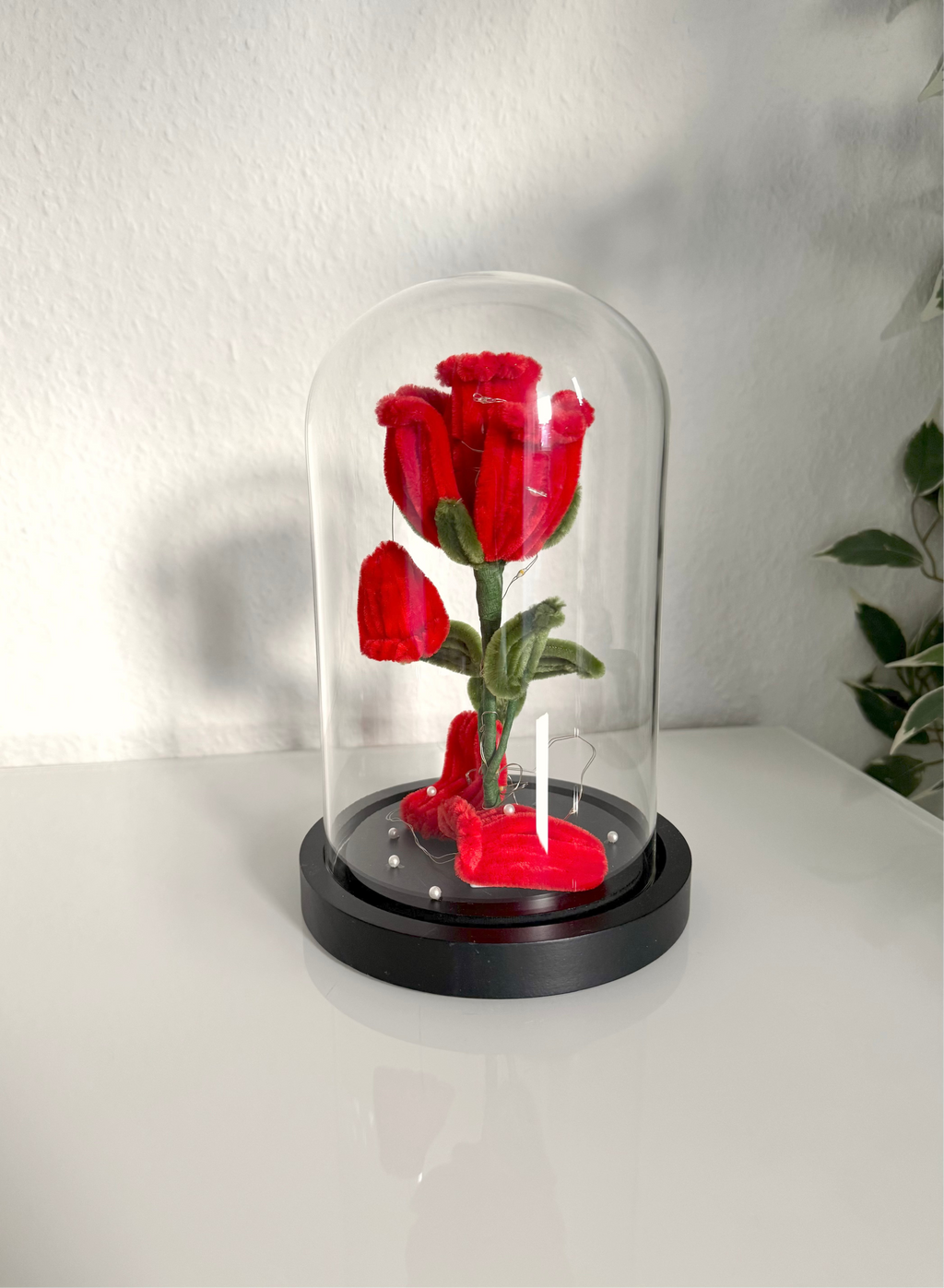 Stolp met roos en verlichting (Belle en het Beest)