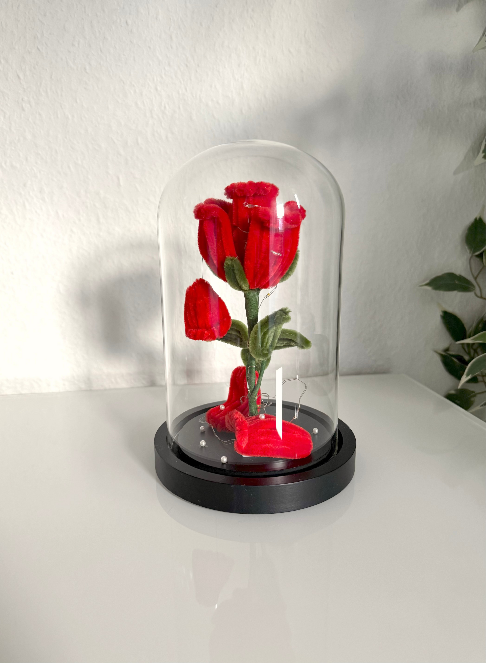 Stolp met roos en verlichting (Belle en het Beest)