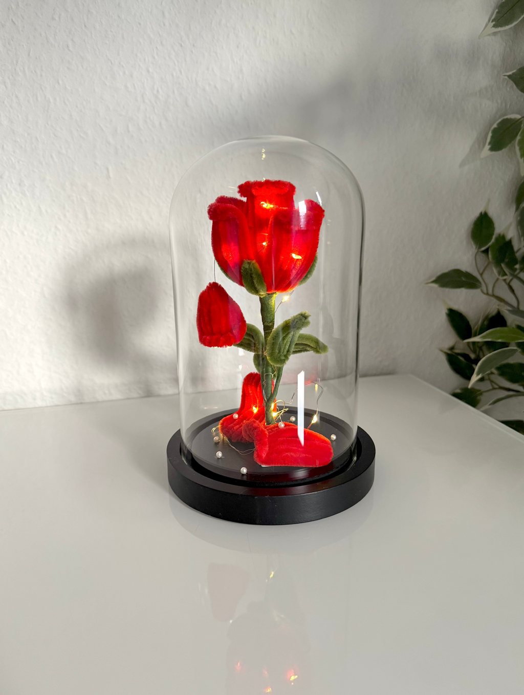 Stolp met roos en verlichting (Belle en het Beest)